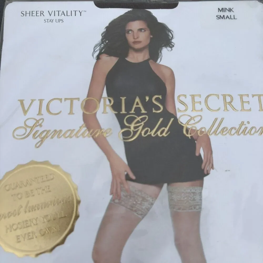 RARE Victorias Secret MINK Thigh Highs Small Signature Gold Collection Stay Ups
